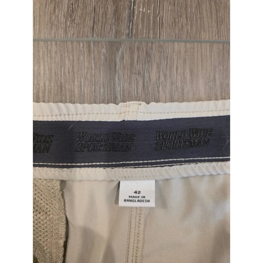 World‎ Wide Sportsman Size 42 Khaki Performance Outdoor Fishing Shorts Pockets